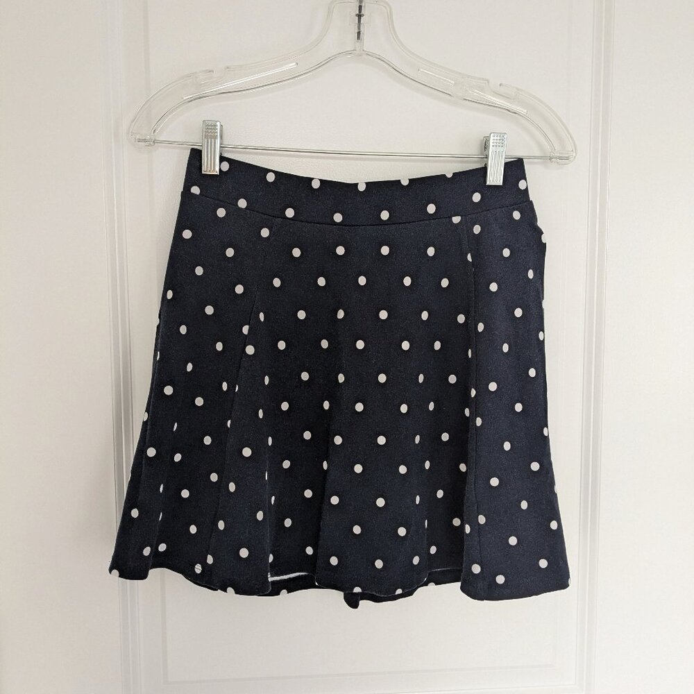 H&M Divided Navy Polka Dot Skater Skirt